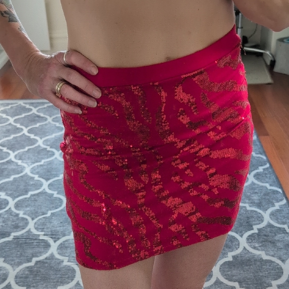 Heart & Hips Red Sequin Mini Skirt